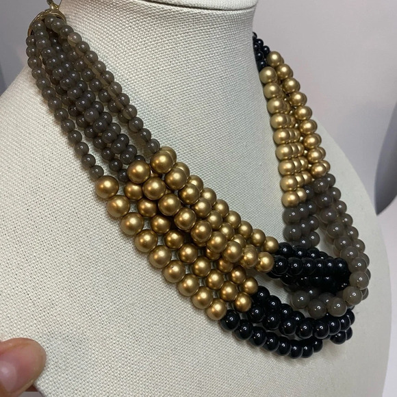 Statement Necklace - Black & Gold - Unique Piece - Picture 2 of 6